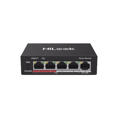 Switch PoE+ / 4 Puertos 10/100 Mbps PoE+ (af / at) / 1 Puerto 10/100 Mbps Uplink / Modo Extendido hasta 250 Metros / 35 Watts