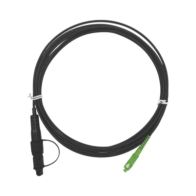 Jumper de Fibra Óptica, Conector SC/APC – Conexión a Caja FDP460, Redondo, 5 Metros (16.40 Pies), Forro 3 mm, G657A2, Negro