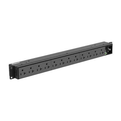 PDU Básico para Distribución de Energía, Enchufe de Entrada NEMA 5-20P, Con 12 Contactos NEMA 5-20R, Instalación Horizontal de 19in, 1UR, 20 Amp, 120 Vca