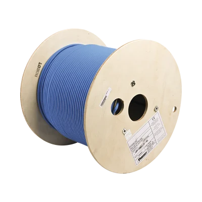 Bobina de Cable Blindado F/UTP de 4 Pares, Cat6A, Soporte de Aplicaciones 10GBase-T, LSZH (Libre de Gases Tóxicos), Color Azul, 305 Metros (1000 Pies)