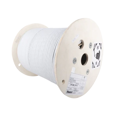 Bobina de Cable Blindado F/UTP de 4 Pares, Cat6A, Soporte de Aplicaciones 10GBase-T, LSZH (Libre de Gases Tóxicos), Color Blanco, 305 Metros (1000 Pies)