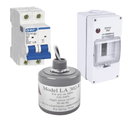 Kit de Centro de Carga Para Corriente Alterna, Breaker de hasta  400 Vca de 40 A con Supresor de Picos Transitorios.