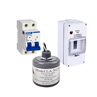 Kit de Centro de Carga Para Corriente Alterna, Breaker de hasta  400 Vca de 63 A con Supresor de Picos Transitorios.