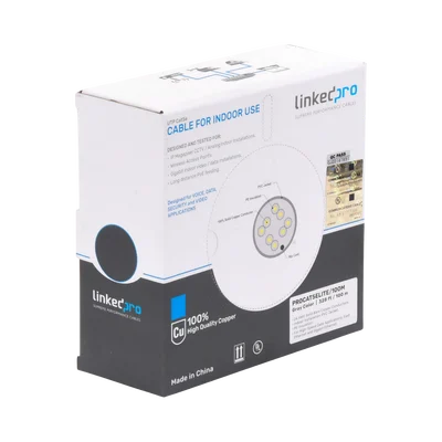 Bobina de Cable de 100 Metros (328.08 Pies), Cat5e, 24 AWG, Color Gris, UL, para Aplicaciones en Videovigilancia, Redes de Datos. Uso Interior