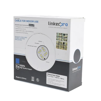 Cable Cat5e de Alto Rendimiento, con Certificaciones ETL, UL, Color Gris, de 100 Metros (328 Pies) para Aplicaciones en CCTV, Redes de Datos. Uso Interior.