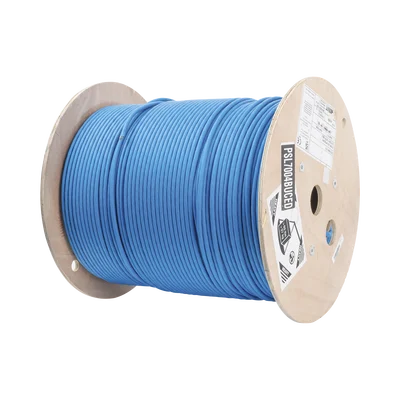 Bobina de Cable Blindado S/FTP de 4 Pares, Cat7, Inmune a Ruido e Interferencias, LSZH (Bajo Humo, Cero Halógenos), Color Azul, Bobina de 500 Metros (1640 Pies)