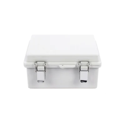 Gabinete de Plástico ABS, Uso en Intemperie IP66 (170 x 220 x 110 mm) Cierre por broche Inoxidable y Permite Cerrado con Candado y Llave (Perno 5mm) No Incluido
