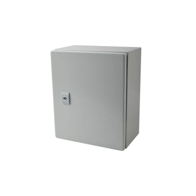 Gabinete de Acero IP66 Uso en Intemperie (250 x 300 x 150 mm) con Placa Trasera Interior Metálica y Compuerta Inferior Atornillable (Incluye Chapa y Llave T).