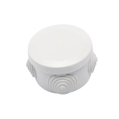 Caja Derivación-Conexión de Plástico Circular con 4 Glándulas de Goma (70 diámetro X 48 alto mm). Para Instalaciones Comerciales,  Residenciales e Industriales. Cerrado a Presión.