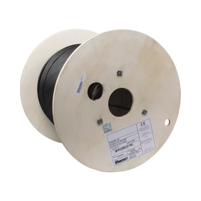 Bobina de Cable UTP de 4 Pares, PanNet, Para Exterior con Gel, Cat6 (23 AWG), Industrial para Climas Extremos, Color Negro, 305 Metros (1000 Pies)