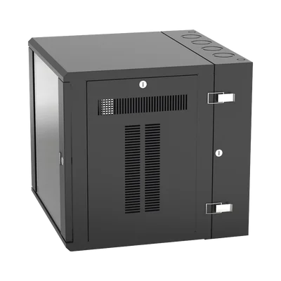 Gabinete PanZone de Montaje en Pared, de 19in, Puerta con Ventana de Seguridad, 12 UR, 635mm de Profundidad, Color Negro