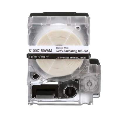 Casete de 175 Etiquetas Autolaminadas de 25.4 x 38.1 mm (1 x 1.5 pulgadas), para Cables de 4 a 8.1 mm (0.16 a 0.32 pulgadas) de Diámetro, Área de Impresión Color Blanco