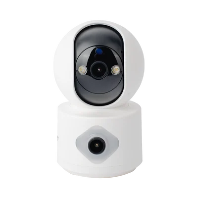 Camara doble lente 3mp| Wifi| autoseguimiento| Detección de movimiento| audio de 2 vias| almacenamiento hasta 128GB