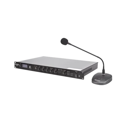 KIT de Amplificador de 120W Modelo SF120DTB | más Micrófono de Escritorio Modelo SF621A