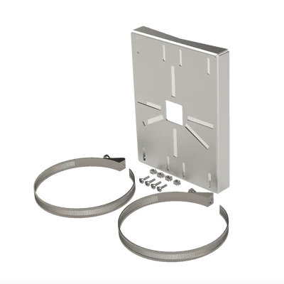 Montaje universal galvanizado para instalación de cámaras en poste 2″ a 5″ color gris galvanizado