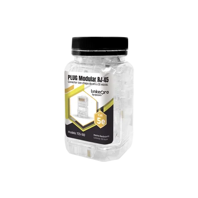 Bote con 100 Piezas de Plug Modular RJ45 Cat5e sin Blindaje, Chapado de Oro a 30 Micras para Durabilidad Extrema