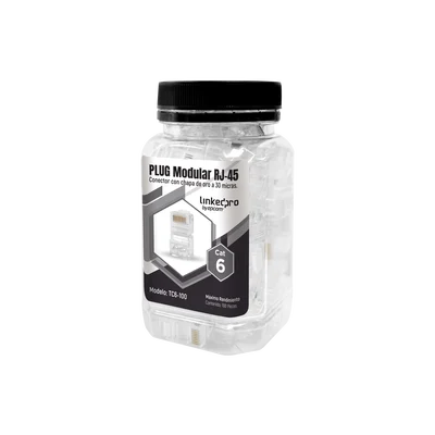 Bote con 100 Piezas de Plug Modular RJ45 Cat6 sin Blindaje, Chapado de Oro a 30 Micras para Durabilidad Extrema