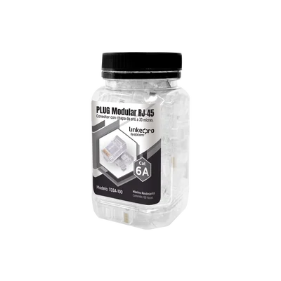 Bote con 100 Piezas de Plug Modular RJ45 Cat6A Chapado de Oro a 30 Micras para Durabilidad Extrema
