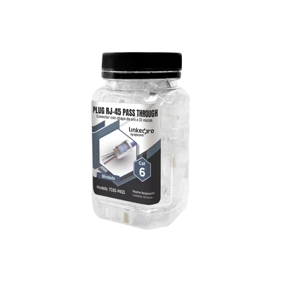 Bote con 100 Plugs Pass Through RJ45 Cat6 Blindado Chapado de Oro a 30 Micras para Durabilidad Extrema