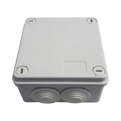 Caja Tipo Estanca IP55, con 6 Entradas, Tapa y Tornillo de Vuelta de 1/4, 100 x 100 x 50 mm (3.94 x 3.94 x 1.97 Pulgadas), Color Gris