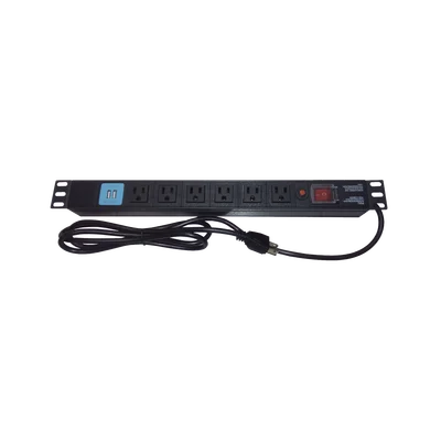 Tomacorriente Horizontal (PDU) de 6 contactos (NEMA 5-15R) + 2 USB para instalación en Rack de 19″, 1UR, 125 Vca/ 15 A (THE0040091001001)