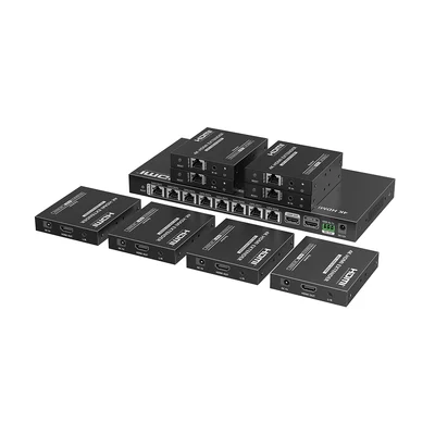 Kit Divisor y Extensor HDMI | 1×8 | Hasta 70 m |Resolución 4K @ 60 Hz |  Cat 6/6a/7 | IPCOLOR | CERO LATENCIA | Puerto S/PDIF | EDID | RS232 | Salida Loop / PoC