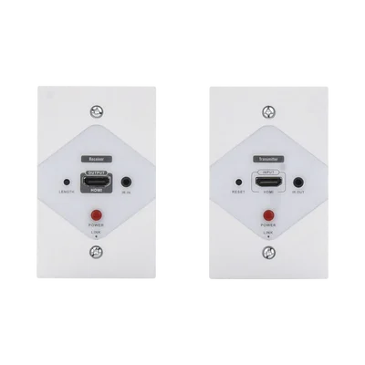 Kit Extensor HDMI en PLACAS DE PARED para distancias de 40 metros / Resolución 1080P @ 60 Hz / Cat 6/6A/ 7 / HDR/ Cero Latencia / Soporta Control Remoto / Placa de pared de 2.74 x 4.49” (tamaño estándar de EE.UU.).