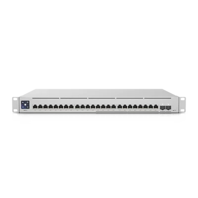 UniFi Switch Empresarial Capa 3 de 24 puertos PoE 802.3af/at (12 puertos 2.5G y 12 puertos 1G) + 2 puertos 1/10G SFP+, 400W, pantalla informativa
