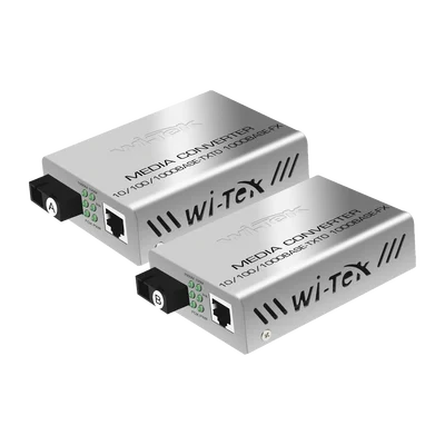 Convertidor de medios / Hasta 25 Km / 1 puerto SC/UPC 1000Mbps / 1 puerto RJ45 1000Mbps / WL: Tx 1310nm – Rx 1550nm / incluye 2 piezas A y B